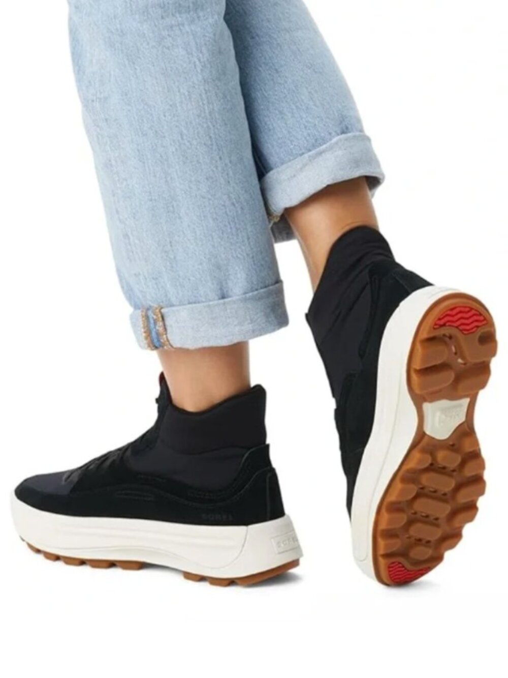 Sorel ONA 503 Lace Up Mid Sneaker Shoe Jet Black Women's 8 Gorpcore Platform